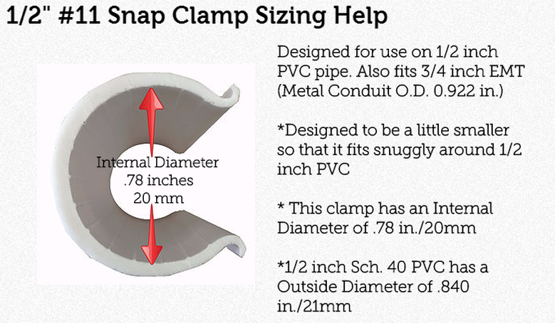 Snap clamps for store pvc pipe